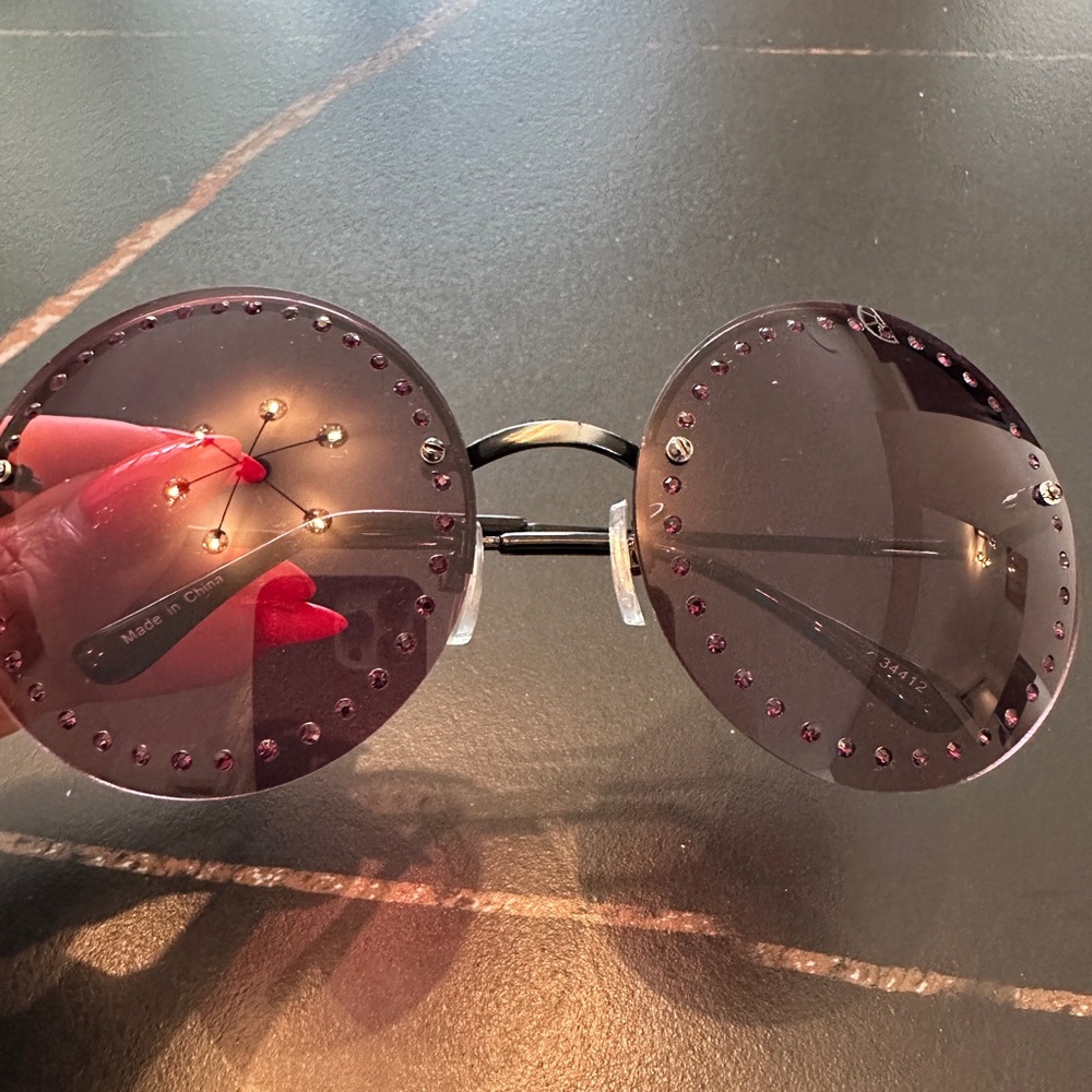 Brian Atwood Embellished Sunglasses Round Purple - Picture 4 of 8